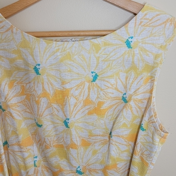 NWT Pendleton | Gloria Yellow Floral Shift Dress with Matching Belt - Picture 5 of 8